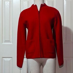 100% WOOL WONDDRAWOOL BY KNITTING NEEDLES RED SWEATER